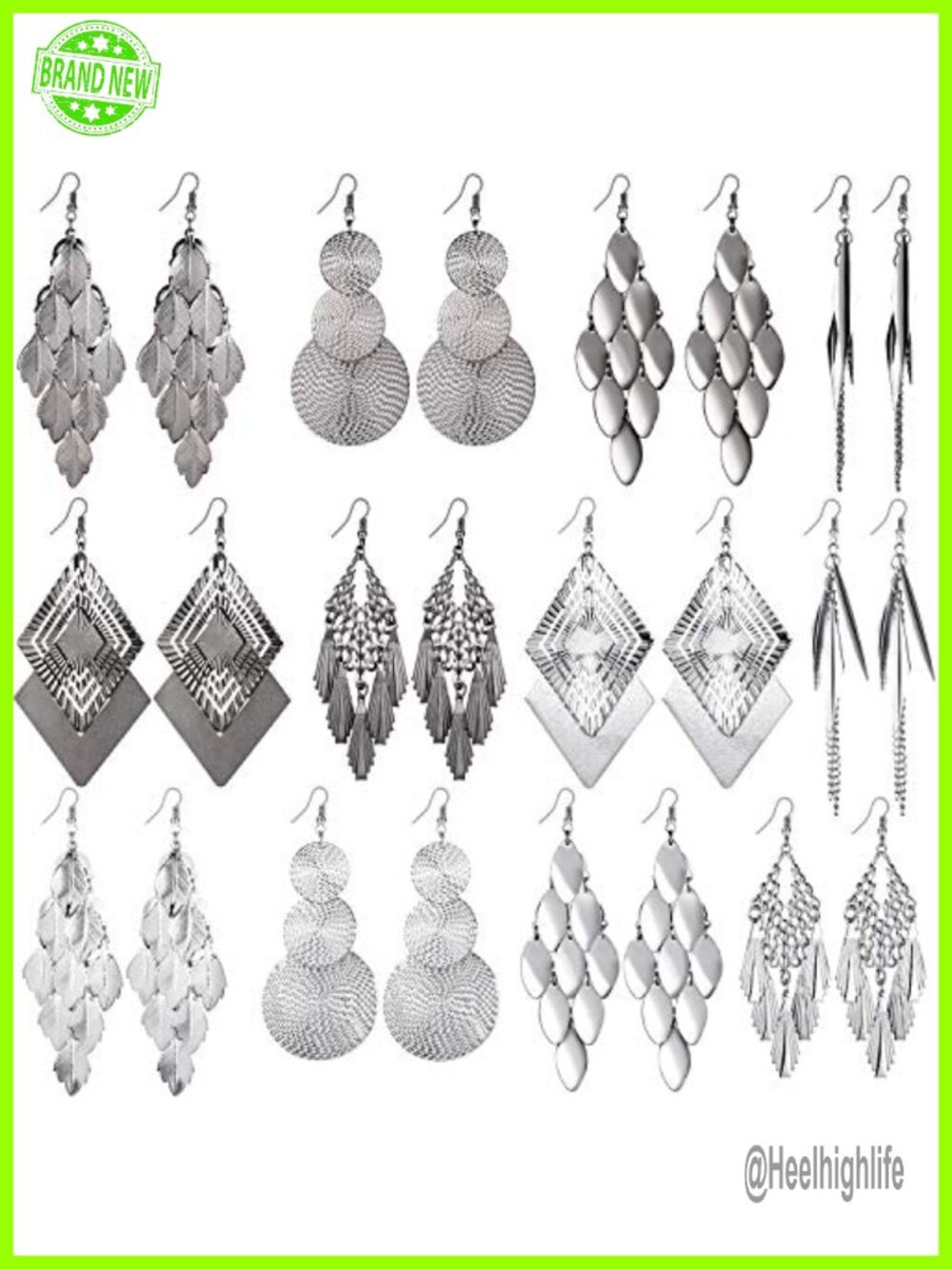 12 Pairs Boho Drop Dangle Earrings Set Metal Statement Ear Jewelry for Women